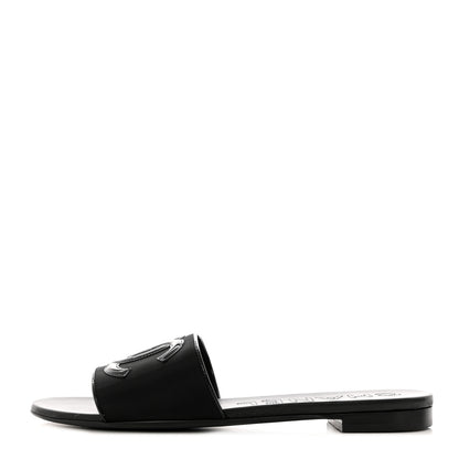 Chanel Mesh Patent Calfskin CC Mules 39.5 Black 1 of 9