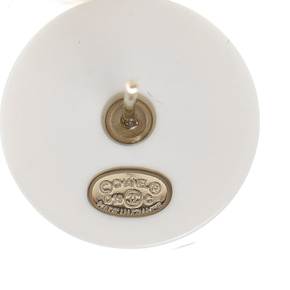 Chanel Resin Pearl CC Earrings White Black 4 of 5