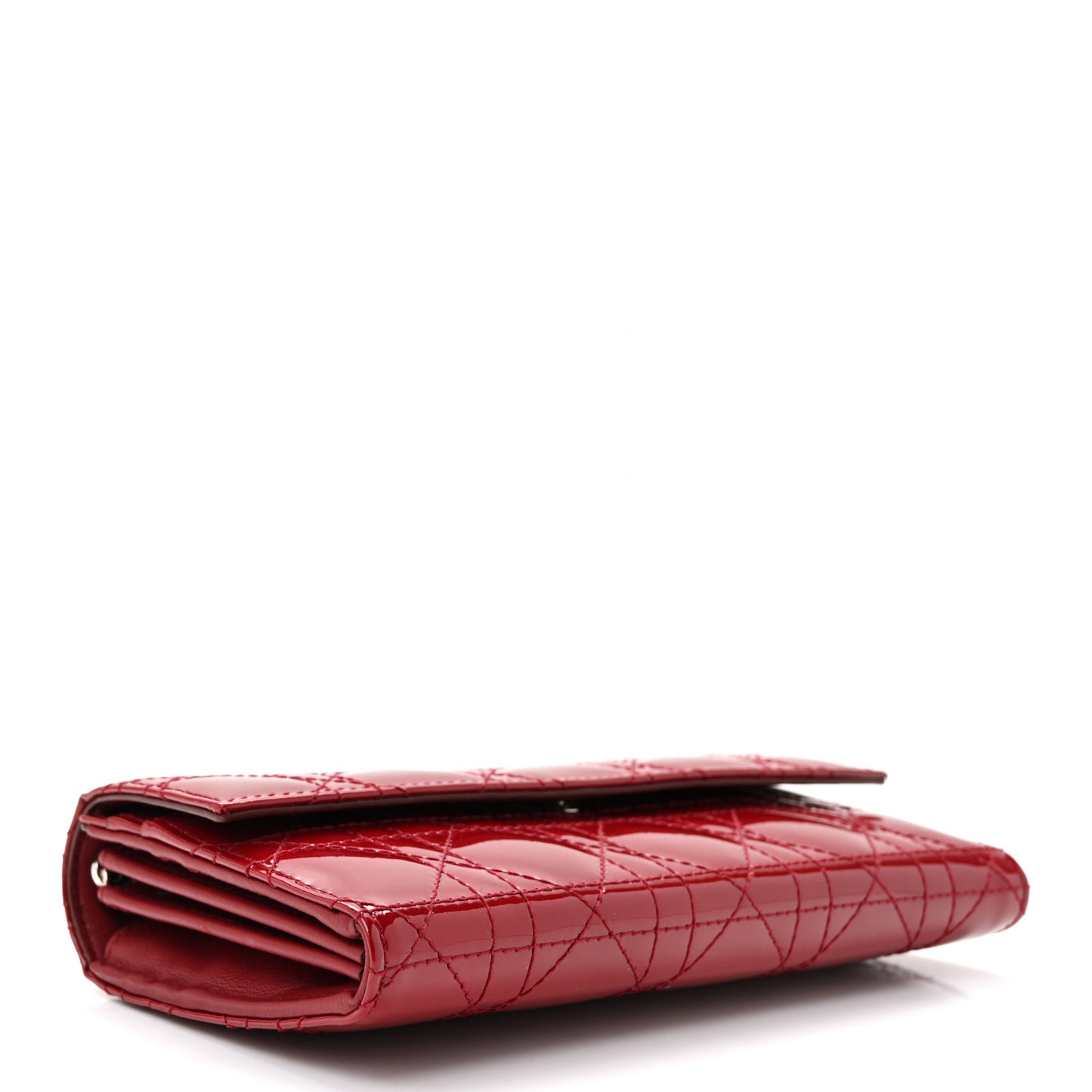 Patent Cannage Lady Dior Rendezvous Wallet On Chain Rouge Ceris