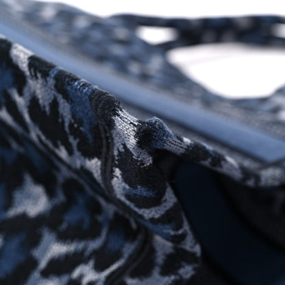 Christian Dior Canvas Mizza Embroidered Medium Leopard Book Tote Blue 11 of 11
