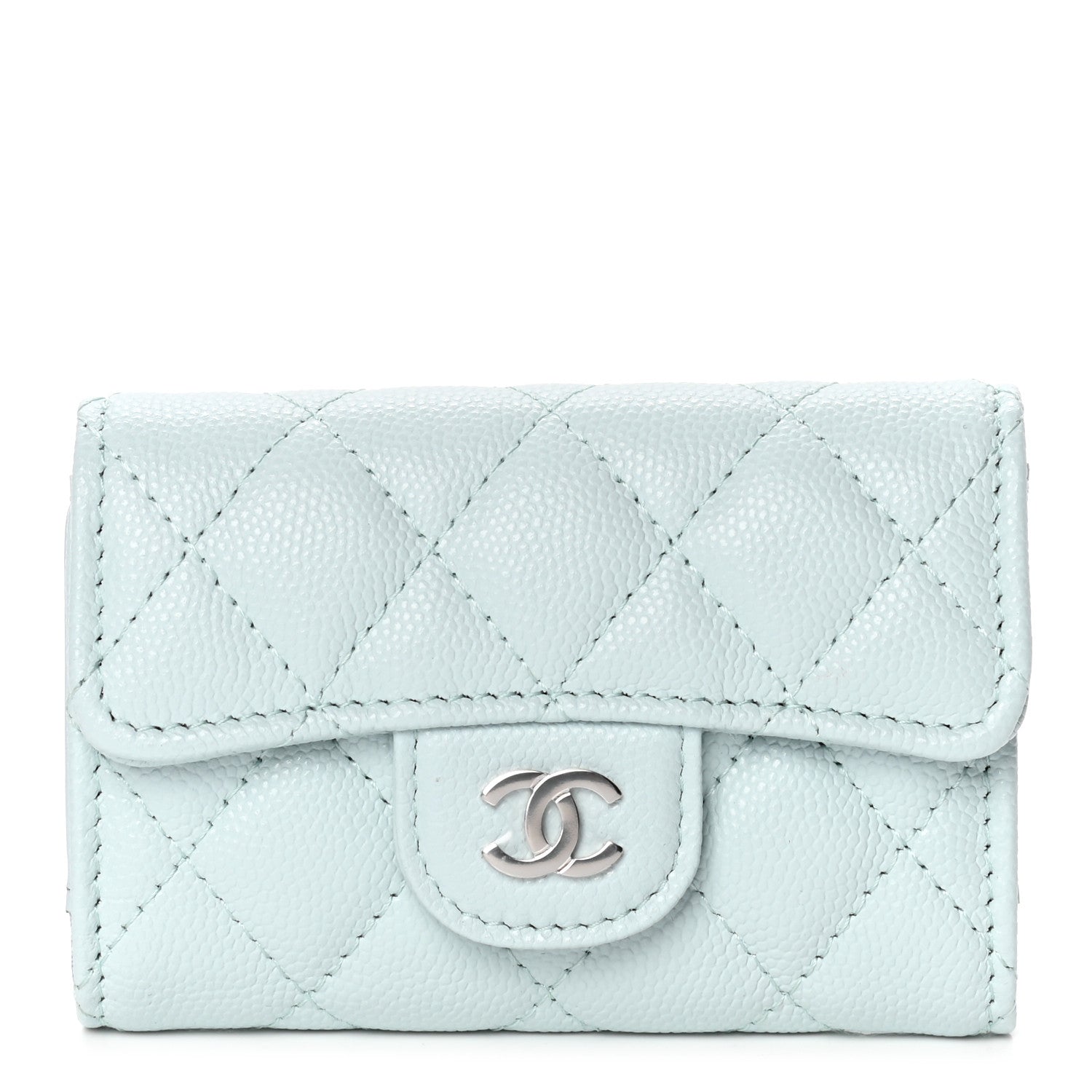 Chanel Caviar Quilted Classic 4 Key Holder Wallet Light Blue 1 of 7