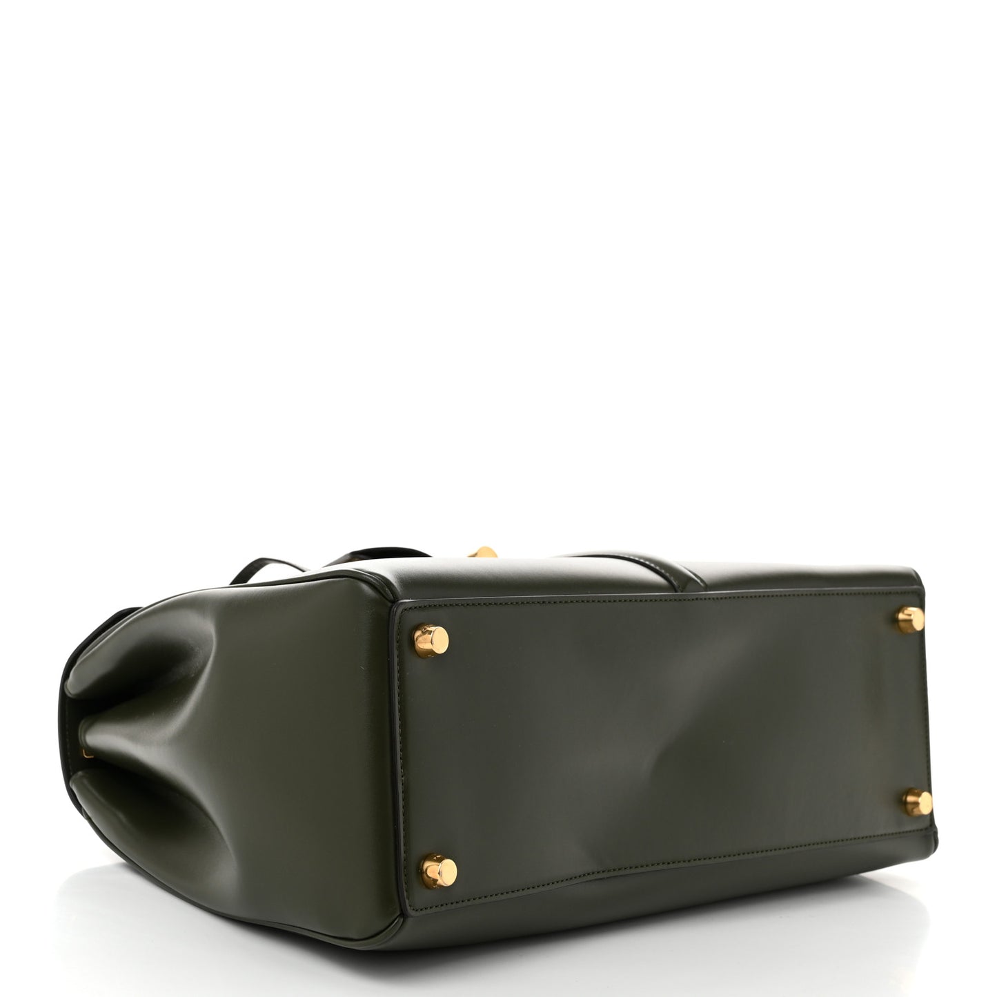 Satinated Calfskin Medium 16 Top Handle Bag Khaki