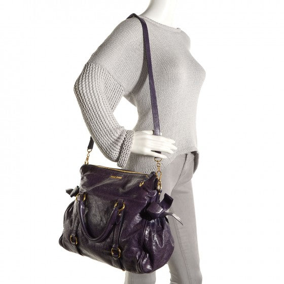 Miu Miu Vitello Lux Medium Bow Bag Viola 2 of 24