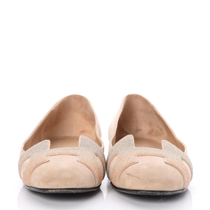 Hermes Suede Goatskin Crystal Powder Nice Ballerina Flats 39 Nude 2 of 10
