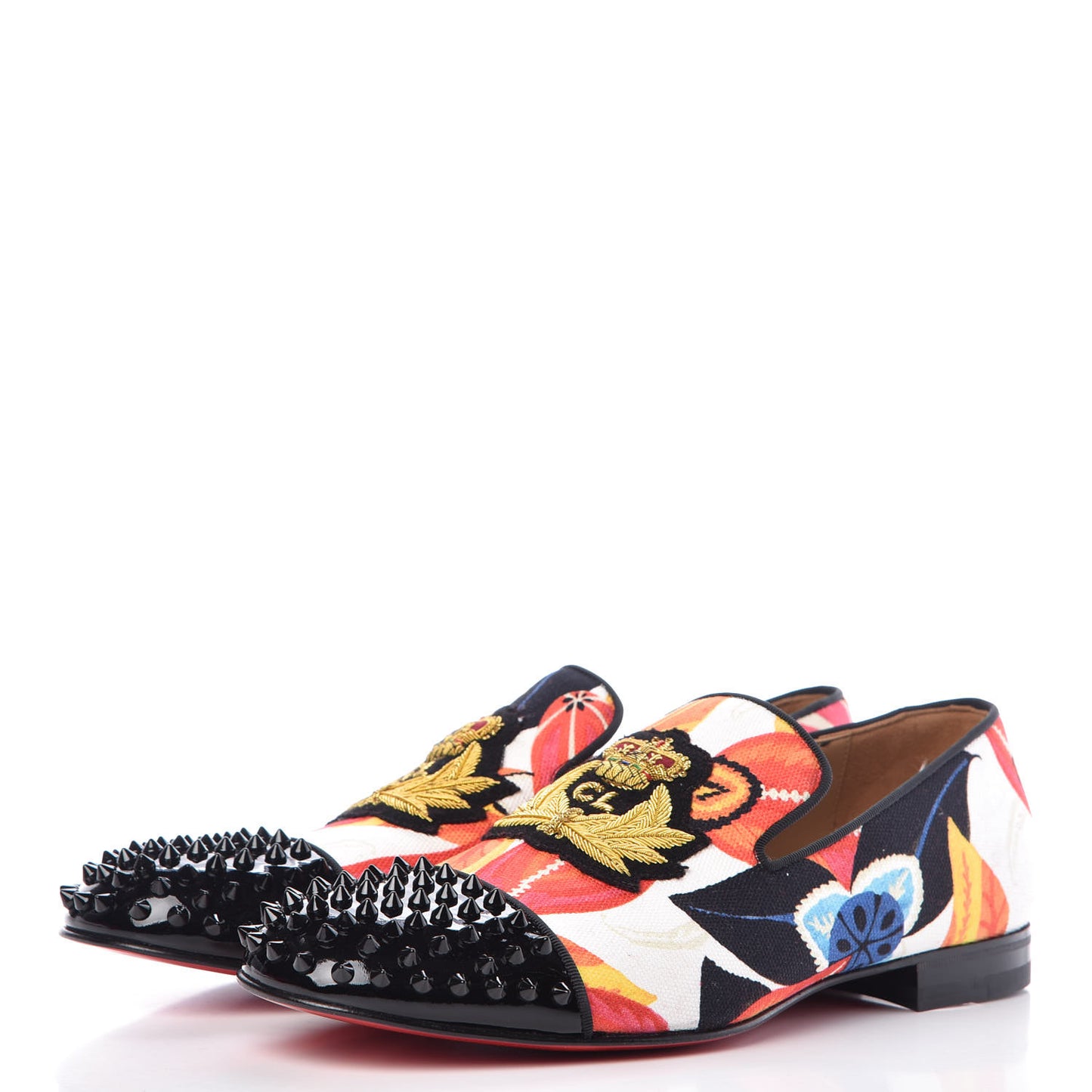 Canvas Patent Mens Harvanana Hawaii Spikes Flats 42.5 Multicolor