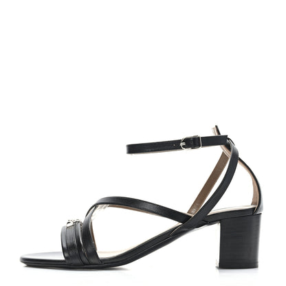 Hermes Calfskin Anthinea Sandals 38.5 Black 2 of 8