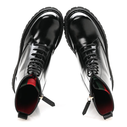 Gucci Spice Lux Nappa Web Combat Boots 37 Black 2 of 9