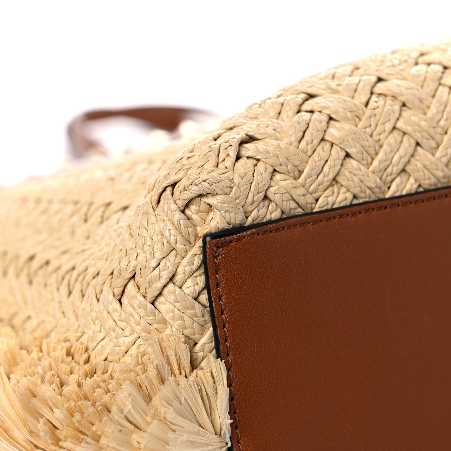 Valentino Garavani Raffia Calfskin Rockstud Shoulder Tote Naturale Saddle Brown 19 of 31