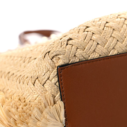 Valentino Garavani Raffia Calfskin Rockstud Shoulder Tote Naturale Saddle Brown 19 of 31