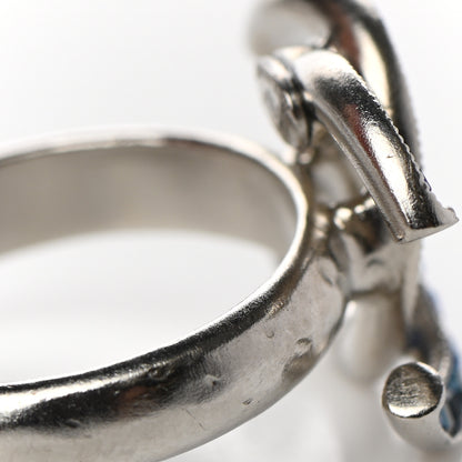 Chanel Crystal Baguette CC Ring 6 Blue Silver 6 of 7