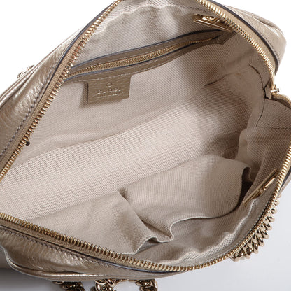 Gucci Metallic Pebbled Calfskin Small Soho Bowler Golden Beige 5 of 9