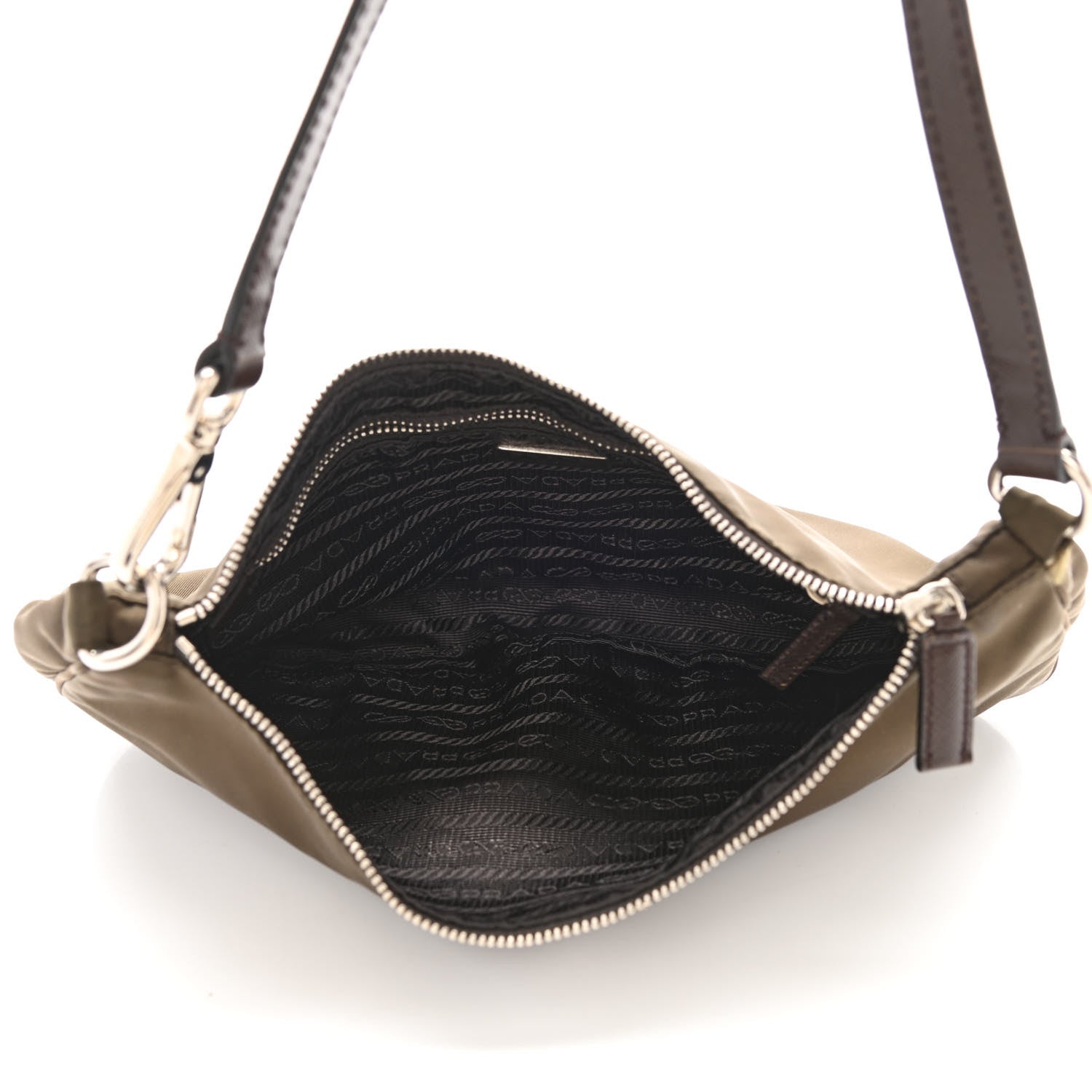 Prada Tessuto Nylon Shoulder Bag Brown 4 of 11