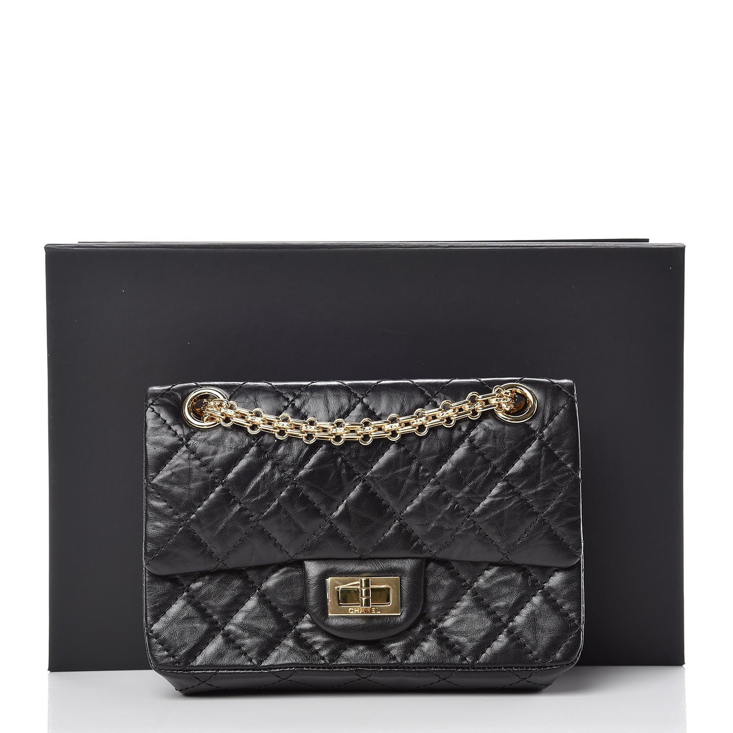 Aged Calfskin Quilted 2.55 Reissue Mini Flap Black