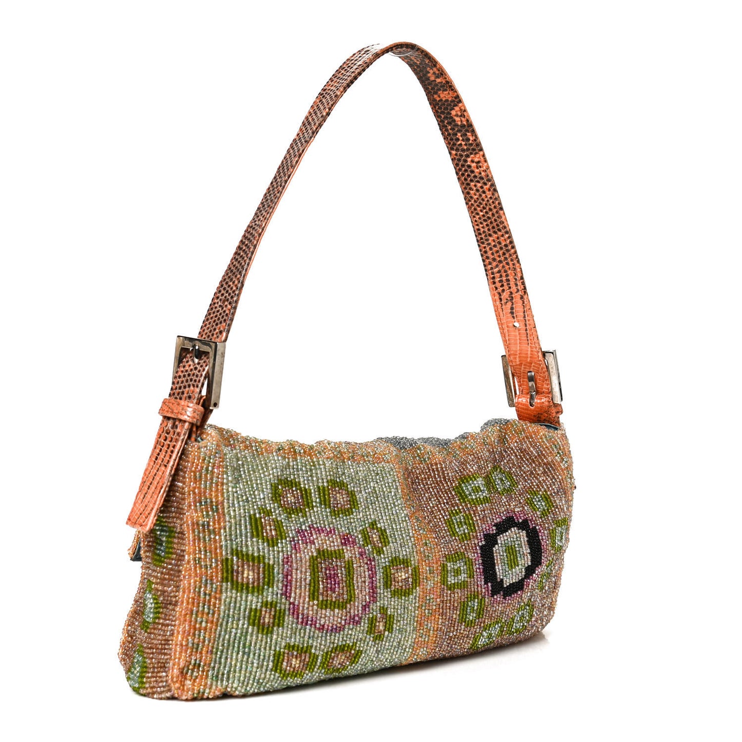 Wool Embroidered Beaded Lizard Baguette