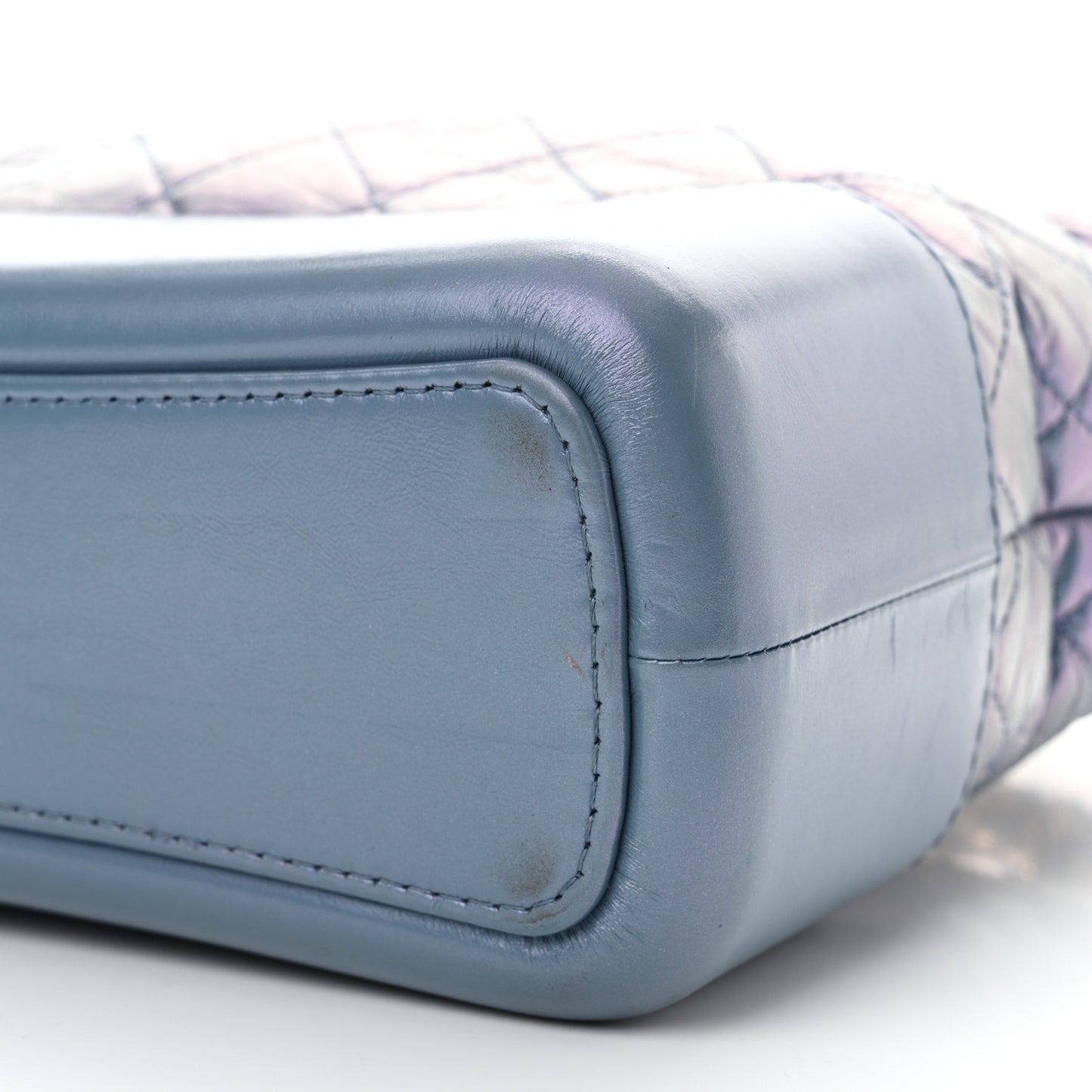 Iridescent Aged Calfskin Quilted Medium Gabrielle Hobo Blue