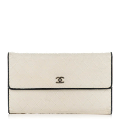 Chanel Calfskin Diamond Stitched Long Flap Wallet White 1 of 9