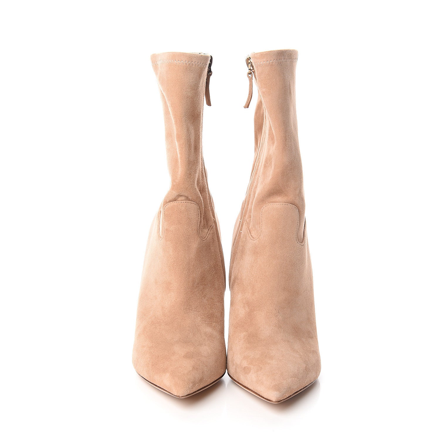 Valentino Garavani Suede Stretch Pointed Toe Mid Calf Boots 37.5 Skin Sorbet 2 of 9