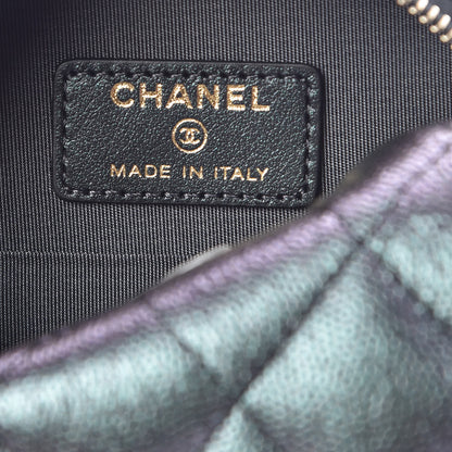Chanel Iridescent Caviar Quilted Round Clutch With Chain Black 6 of 8