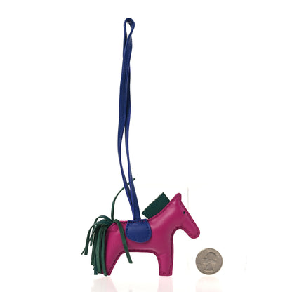 Hermes Milo Lambskin Grigri Rodeo Horse Bag Charm PM  Rose Pourpre Bleu Electrique Malachite 2 of 3