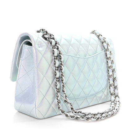 Chanel Iridescent Lambskin Quilted Medium Double Flap Light Blue 3 of 10