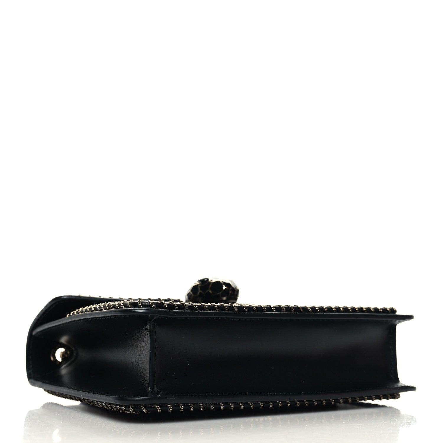 Bulgari Calfskin Woven Chain Serpenti Forever Crossbody Bag Black 5 of 10