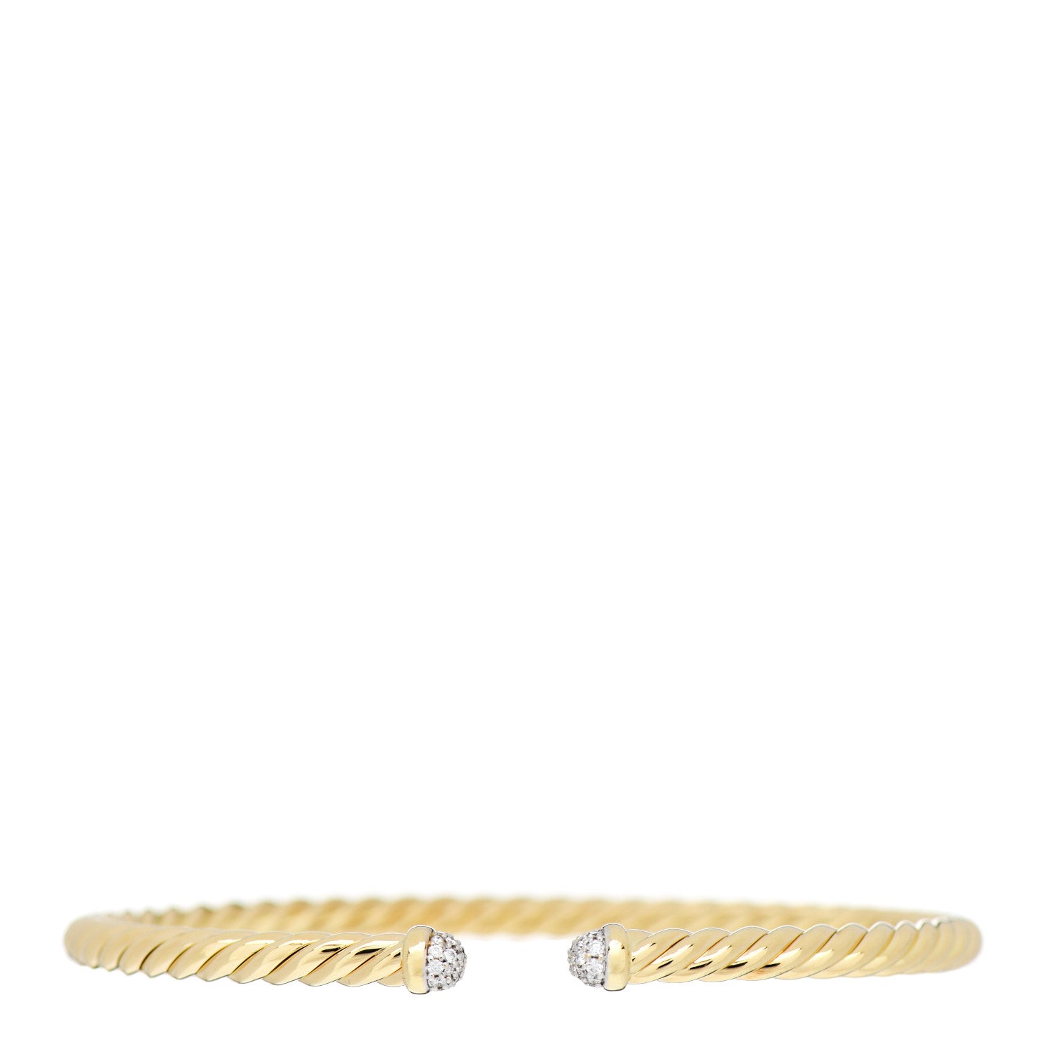 David Yurman 18K Yellow Gold Diamond 4mm Cablespira Bracelet 1 of 3