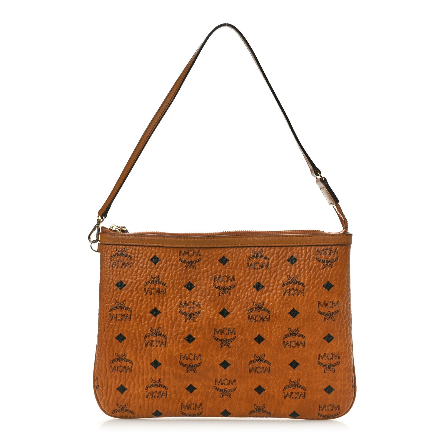 MCM Visetos Liz Shopper Tote Pouch Cognac 1 of 10