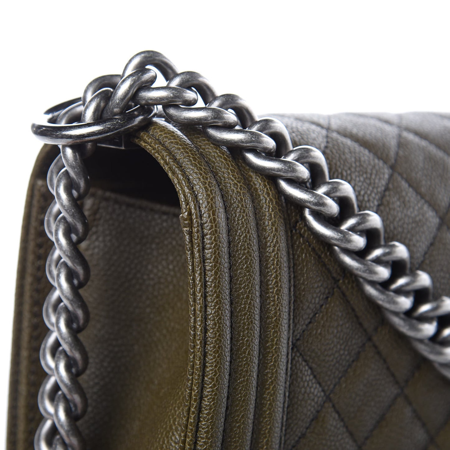 Caviar Quilted New Medium Boy Flap Khaki