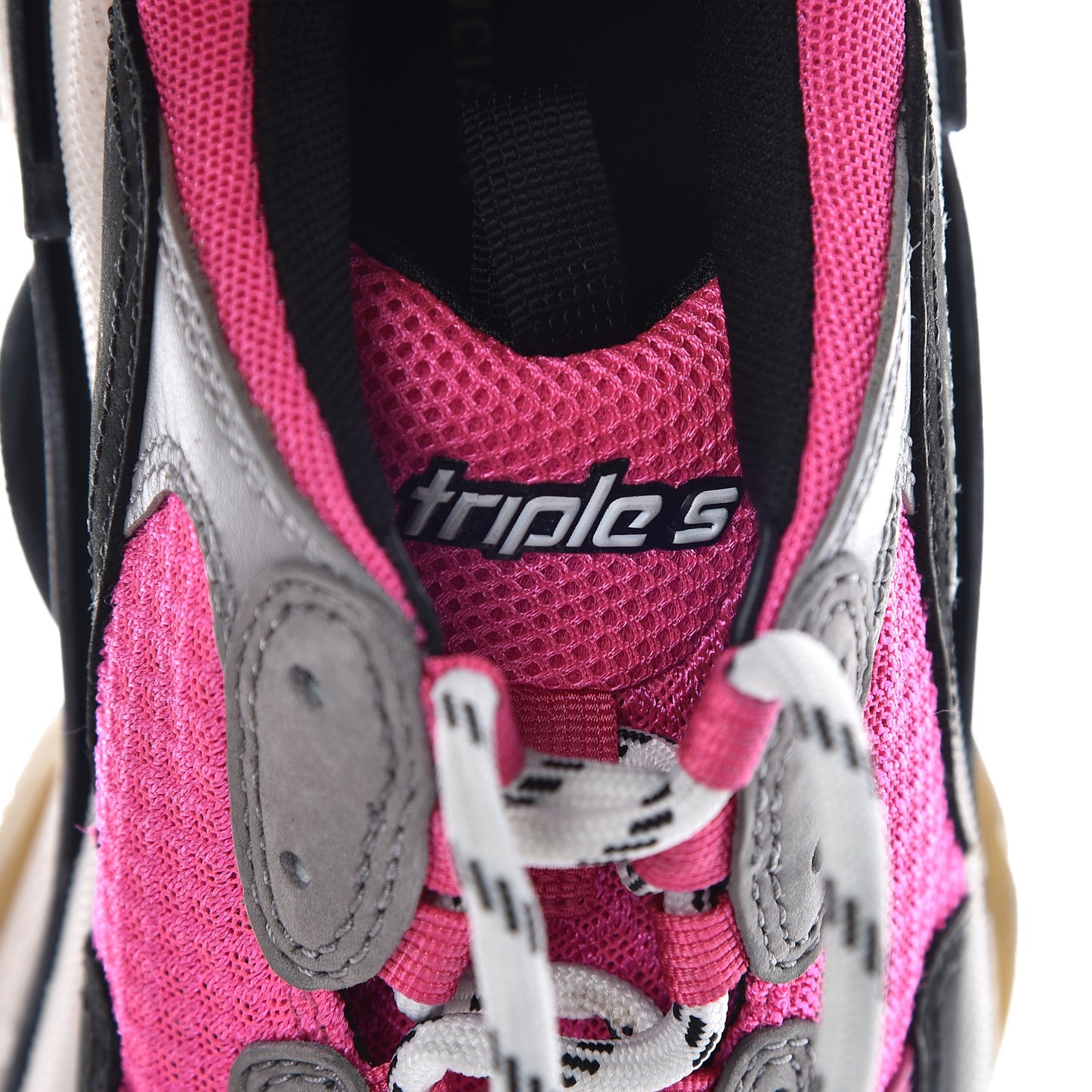 Fabric Mesh Womens Triple S Sneakers 37 Fluo Pink Grey White