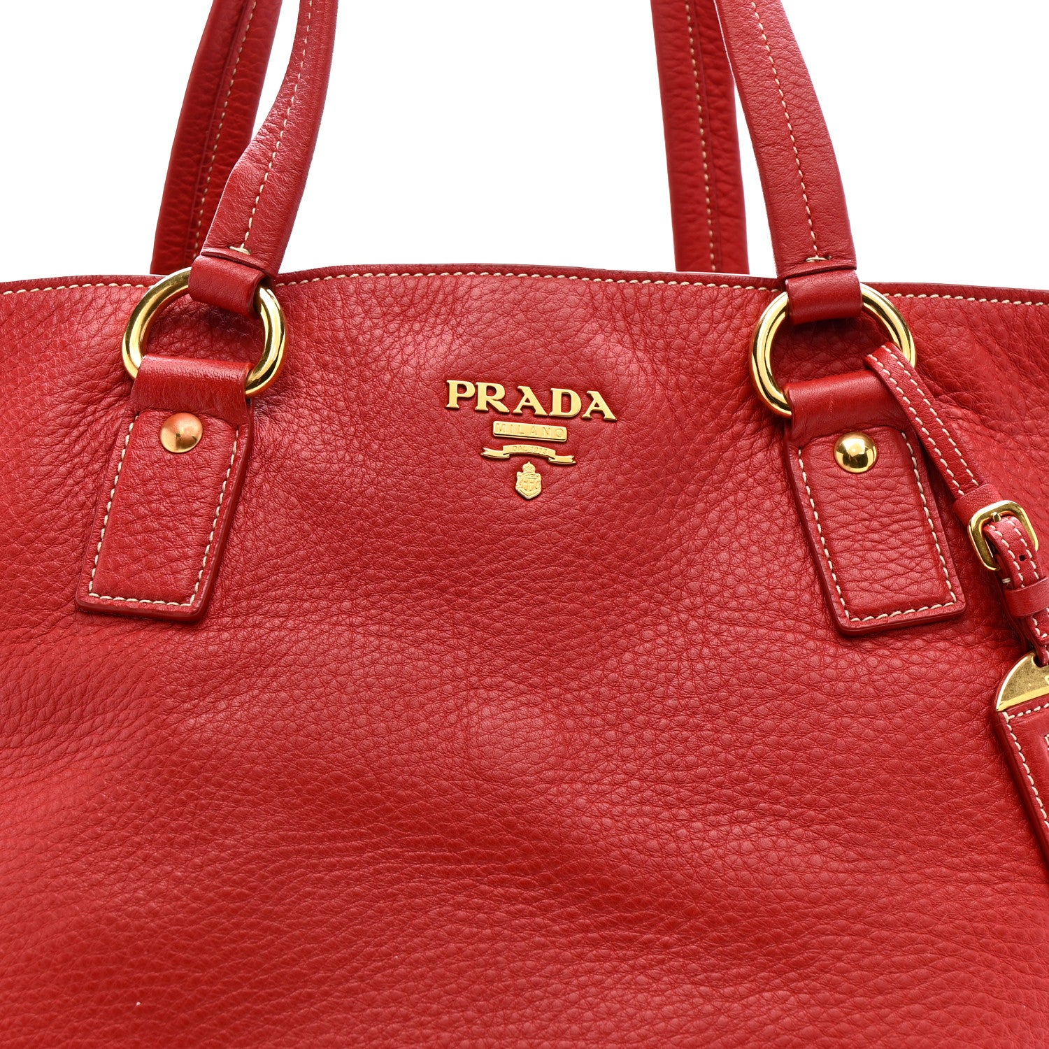 Prada Vitello Daino Side Zip Shopper Tote Fuoco 9 of 11