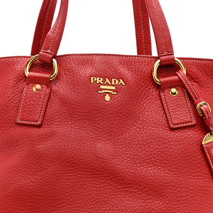 Prada Vitello Daino Side Zip Shopper Tote Fuoco 9 of 11