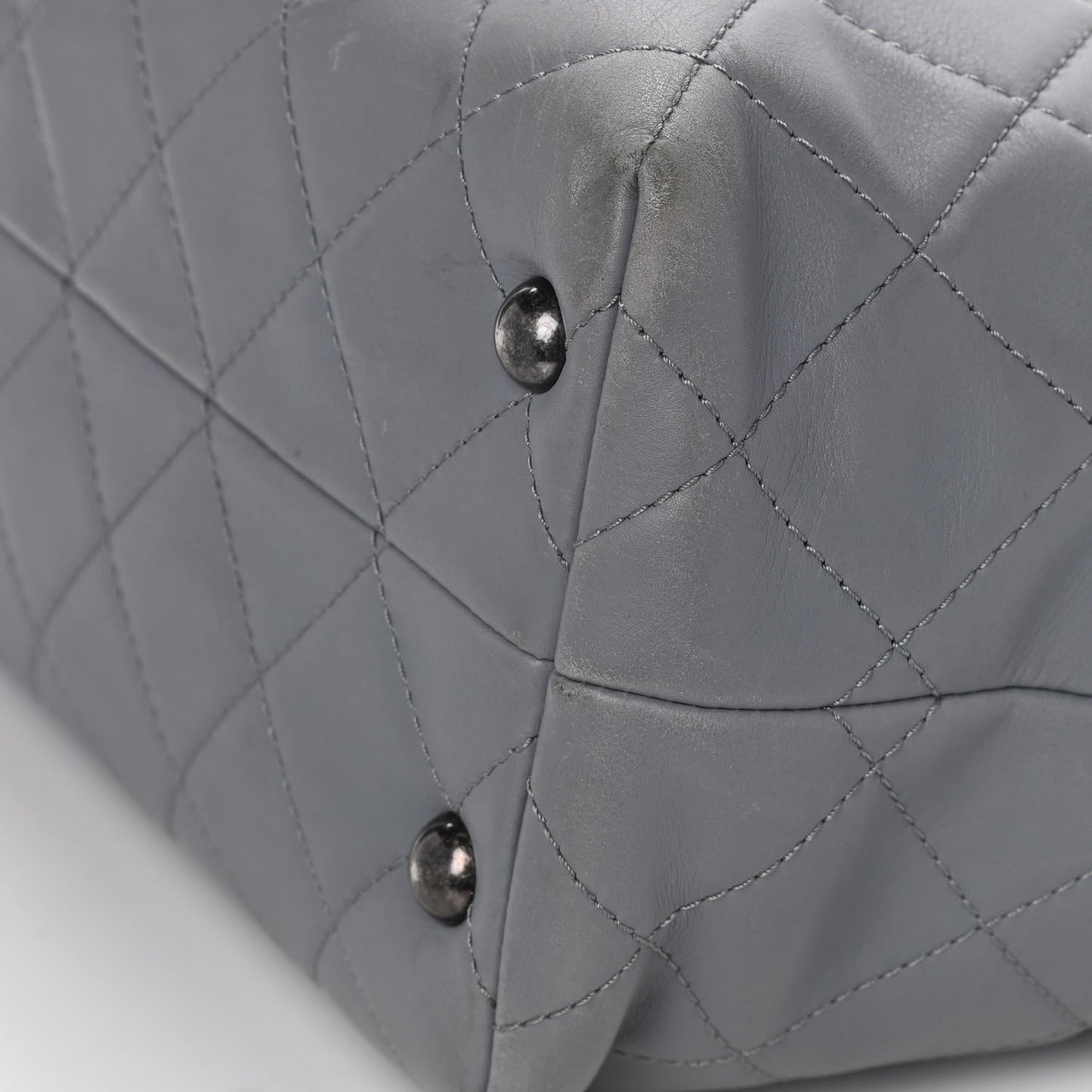 Lambskin Quilted Shopping Tote Grey