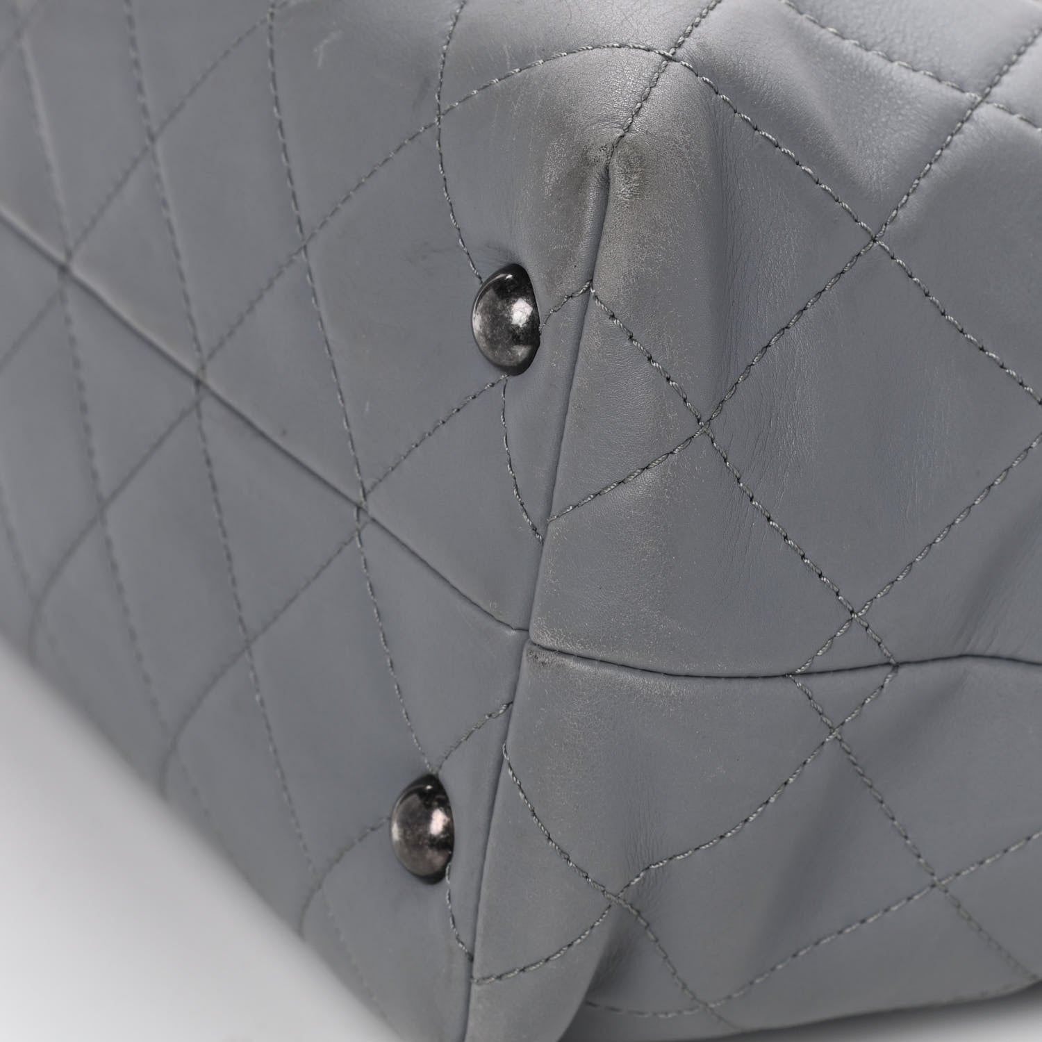 Chanel Lambskin Quilted Shopping Tote Grey 21 of 24