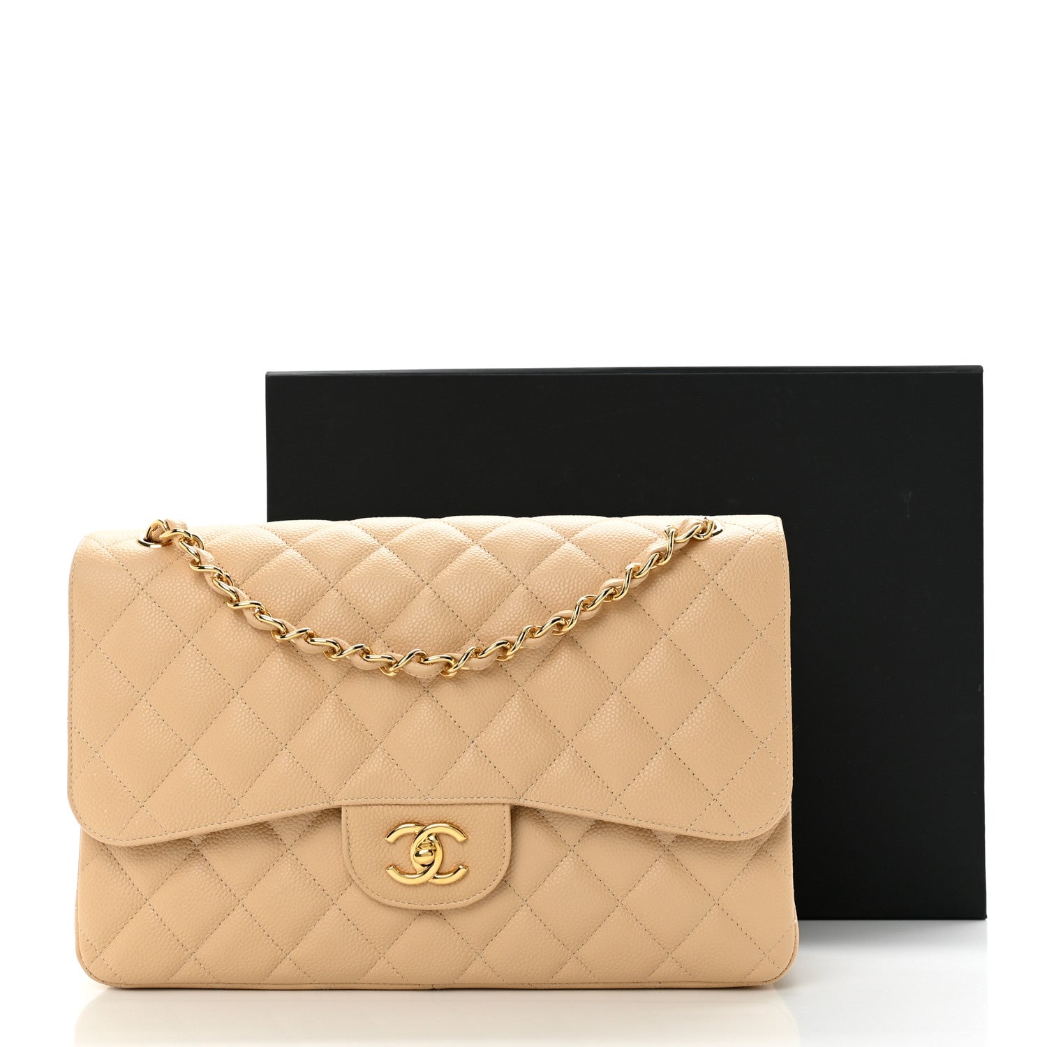 Chanel Caviar Quilted Jumbo Double Flap Beige Clair 11 of 11