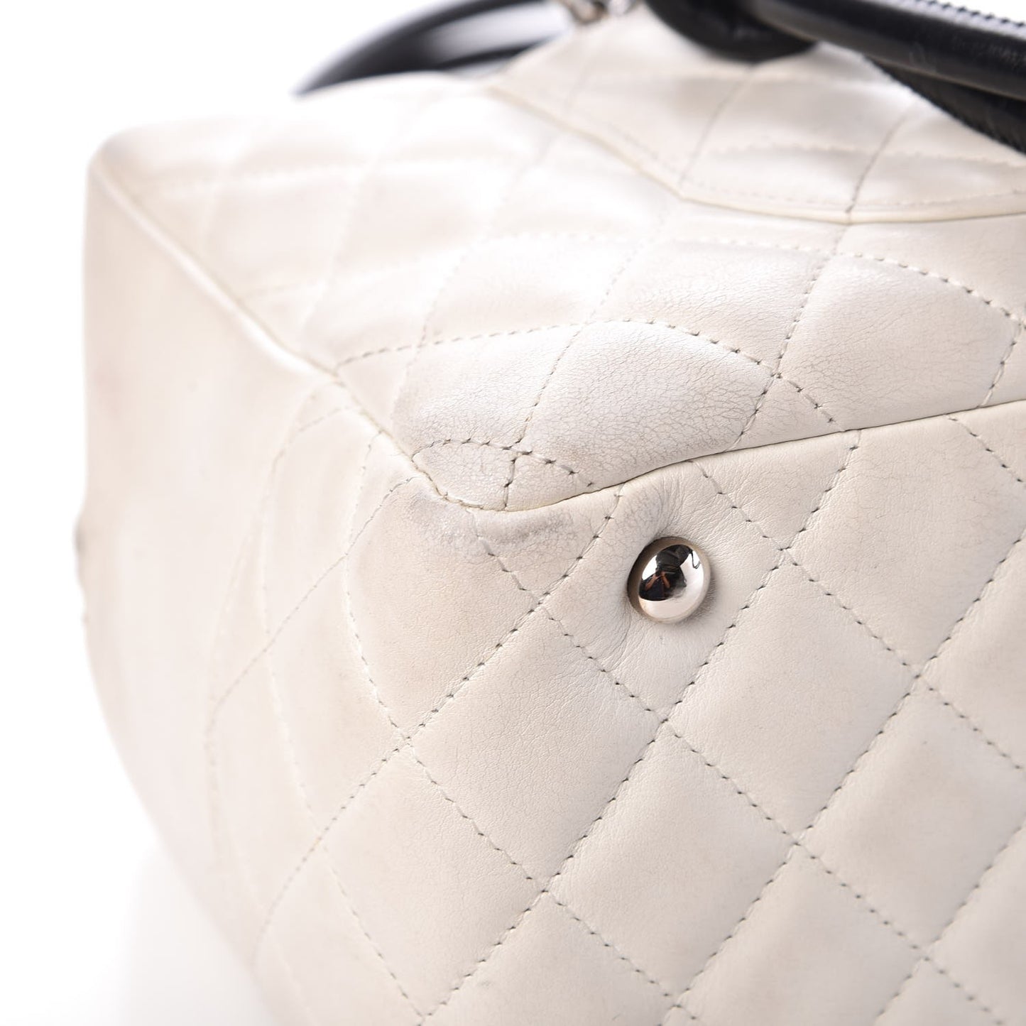 Calfskin Quilted Large Cambon Bowler Black White