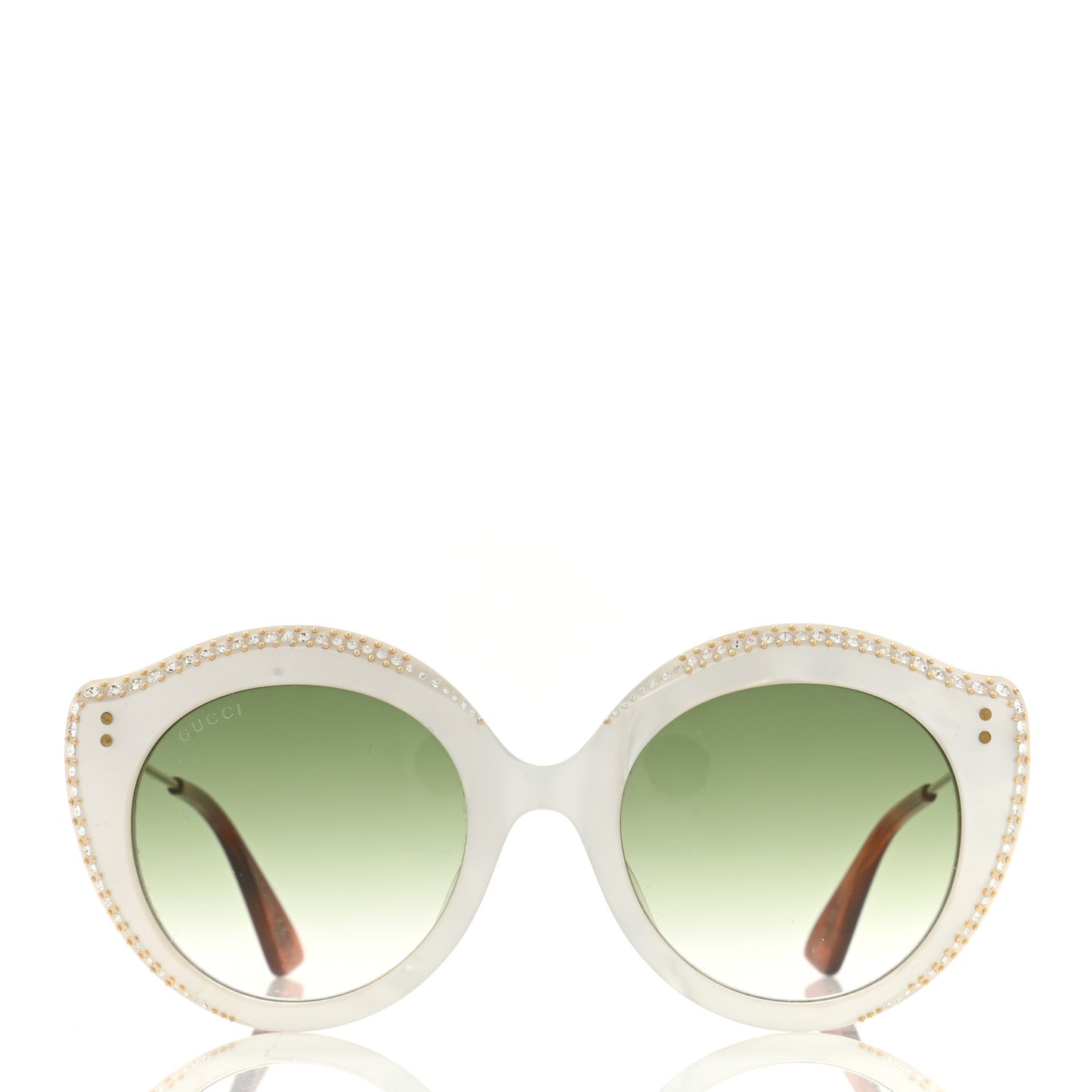 Crystal Cat Eye GG0214S Sunglasses White