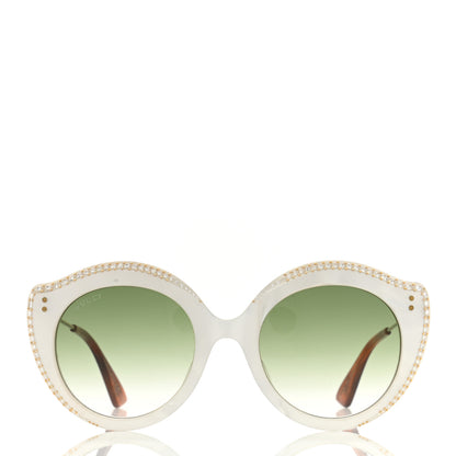 Gucci Crystal Cat Eye GG0214S Sunglasses White 2 of 8