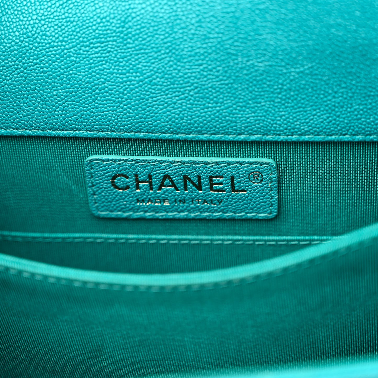 Caviar Quilted North South Boy Flap Turquoise