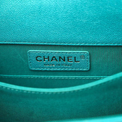 Chanel Caviar Quilted North South Boy Flap Turquoise 6 of 10