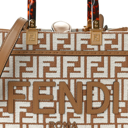 Fendi Raffia Chenille Vitello King Plexiglass Small Fendi Sunshine Shopper Tote Natural White 8 of 10