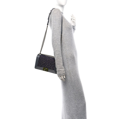 Chanel Tweed Metallic Lambskin Medium Boy Flap Silver 2 of 10