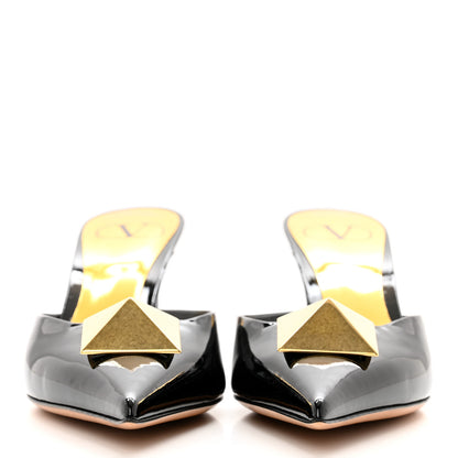 Valentino Garavani Patent One Stud 70mm Mule Pumps 38.5 Black 2 of 9