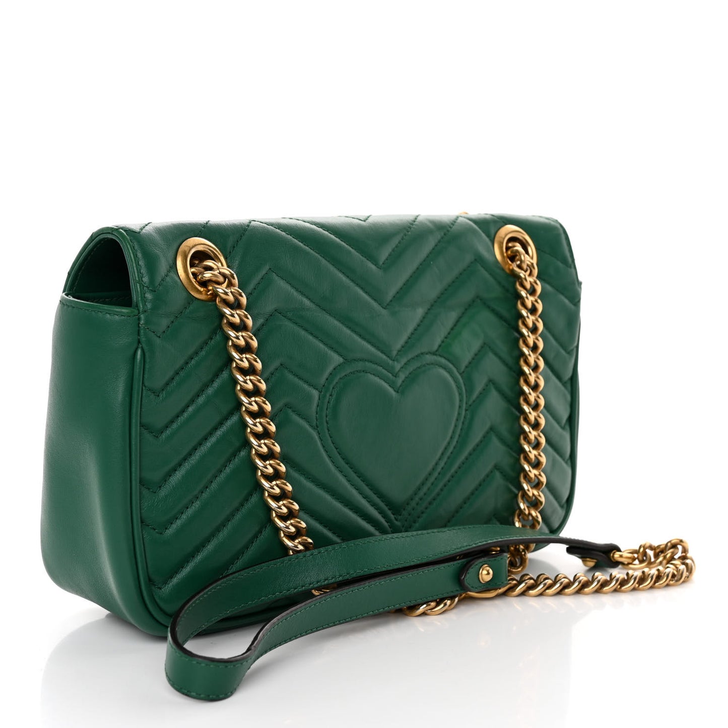Calfskin Matelasse Small GG Marmont Shoulder Bag Emerald Green