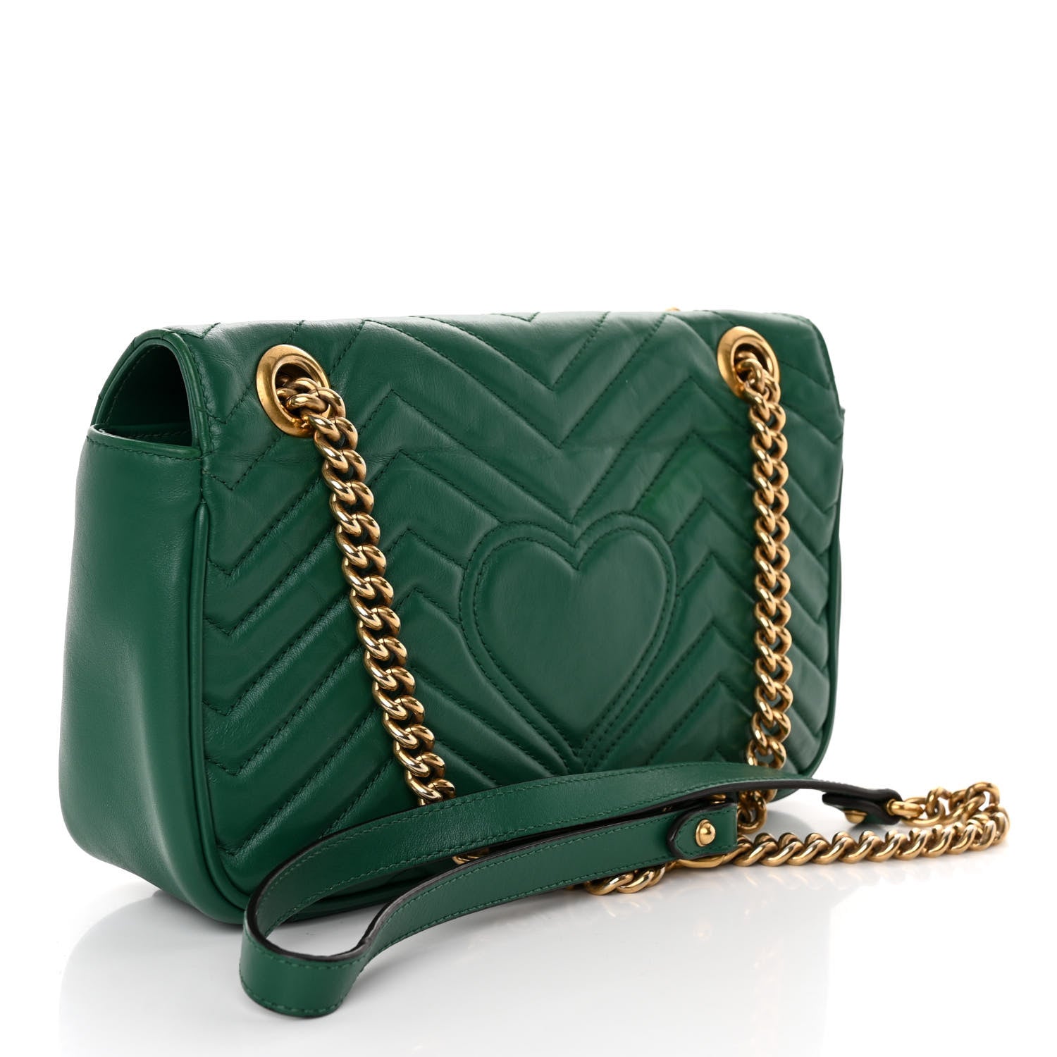 Gucci Calfskin Matelasse Small GG Marmont Shoulder Bag Emerald Green 3 of 10