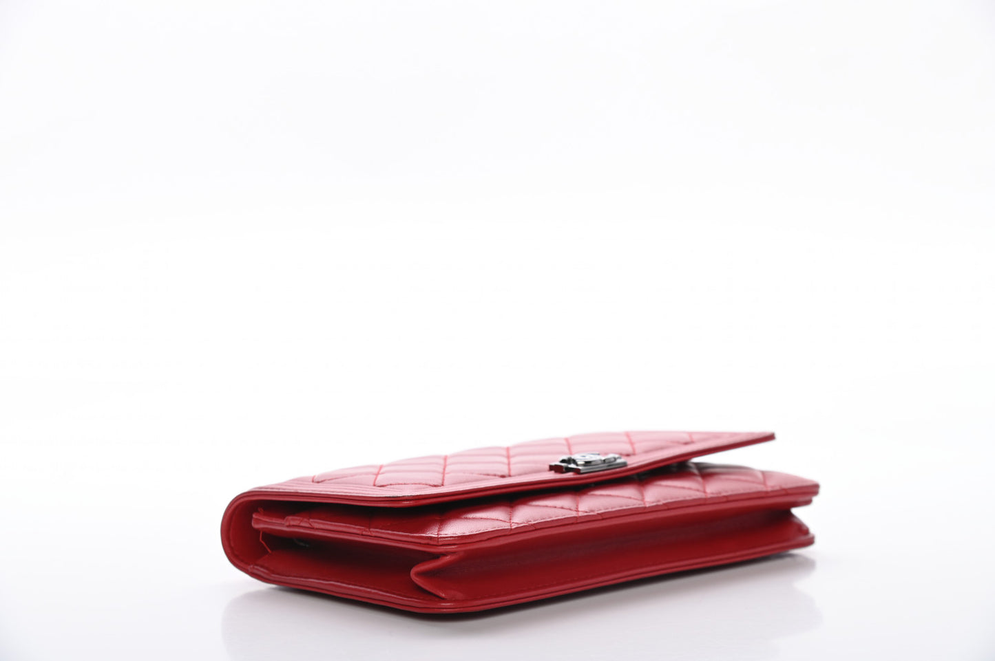 Lambskin Quilted Boy Wallet On Chain WOC Red
