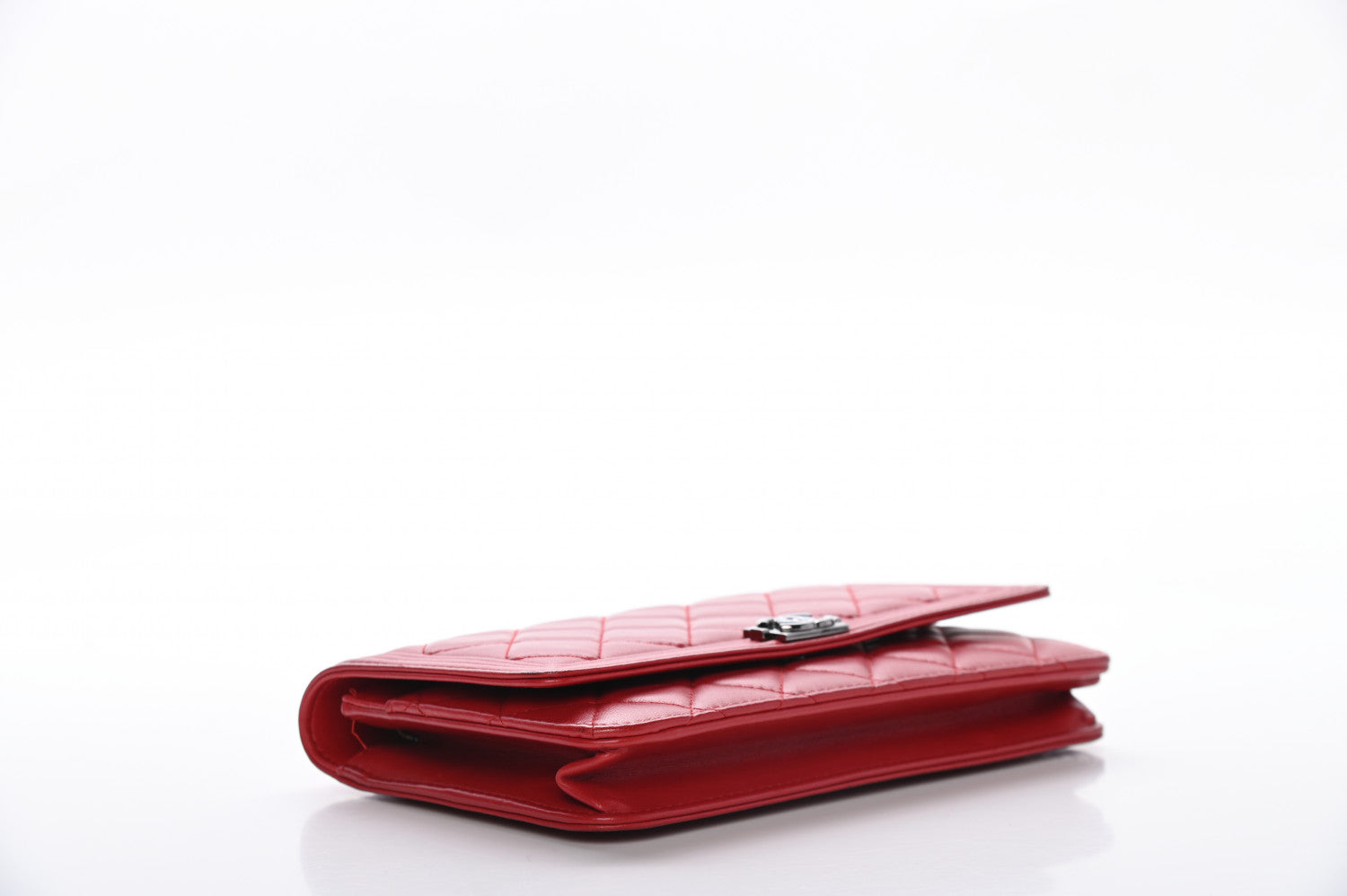 Chanel Lambskin Quilted Boy Wallet On Chain WOC Red 1 of 11