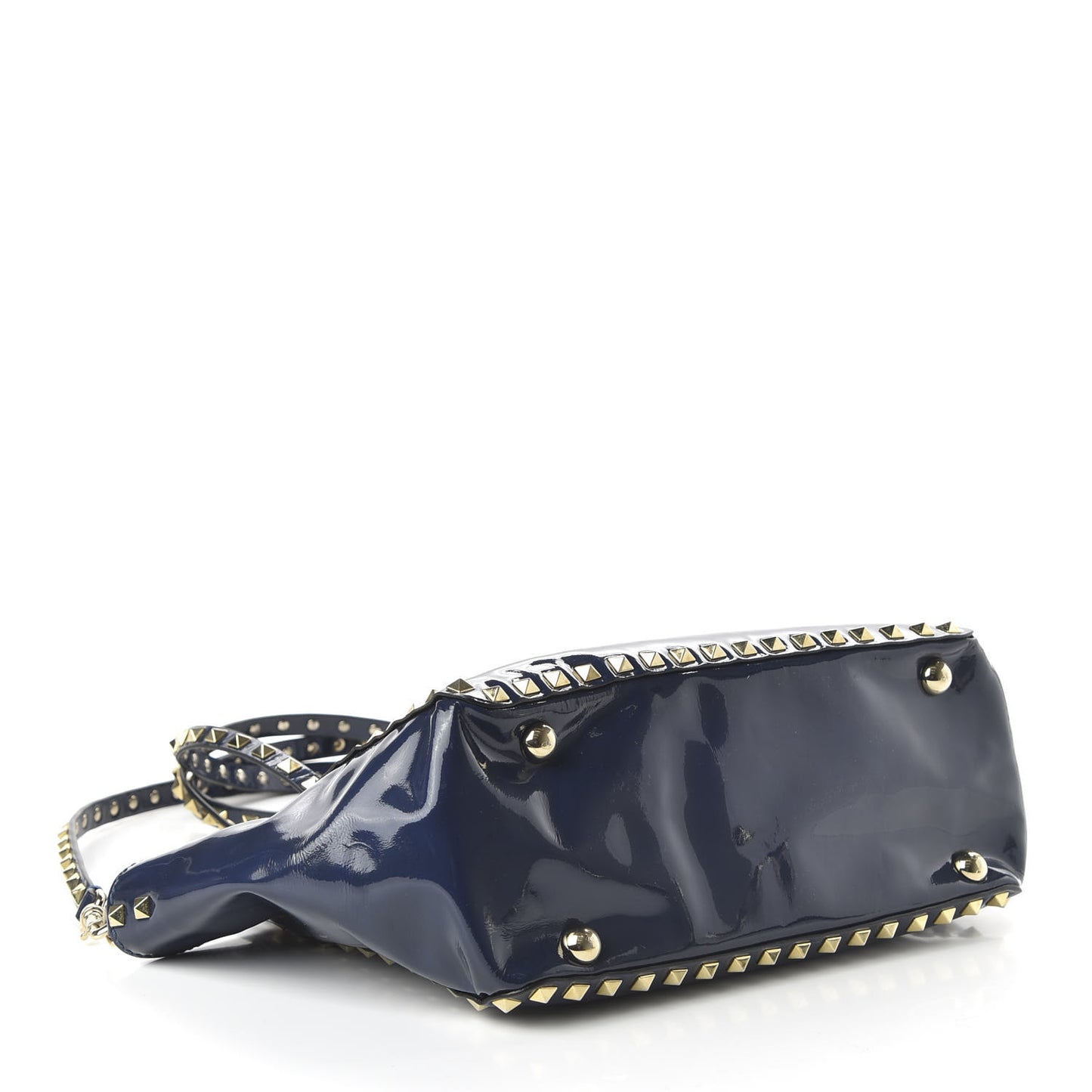 Patent Small Rockstud Tote Navy