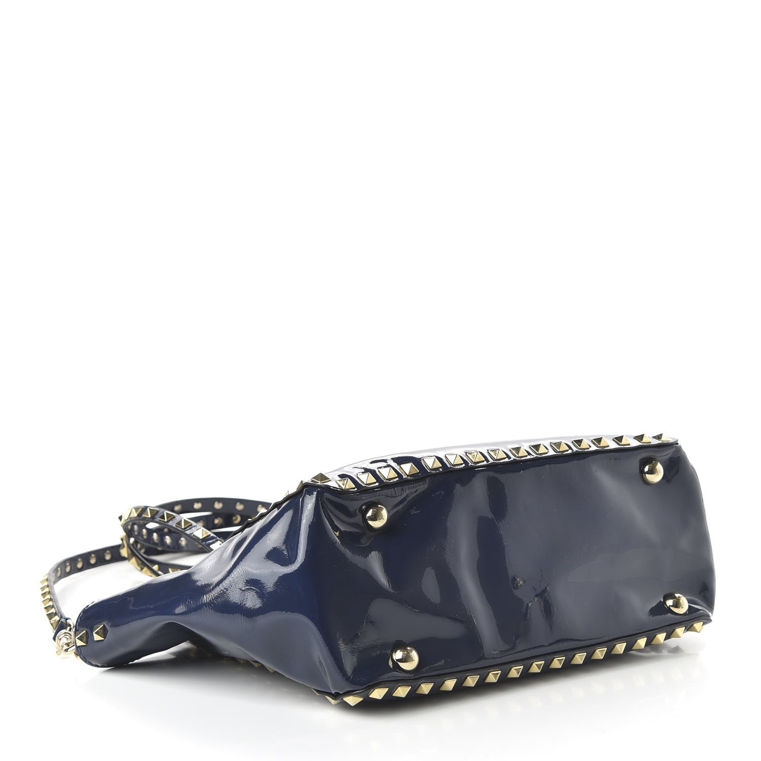 Valentino Garavani Patent Small Rockstud Tote Navy 4 of 10