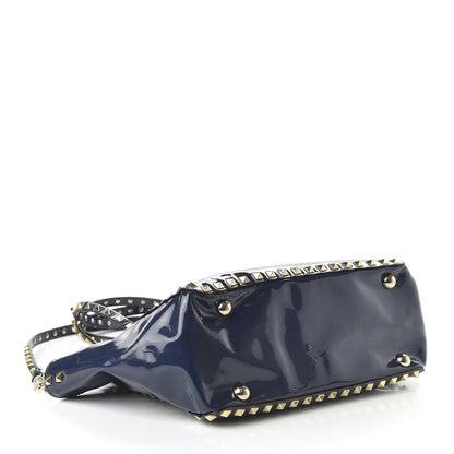 Valentino Garavani Patent Small Rockstud Tote Navy 4 of 10