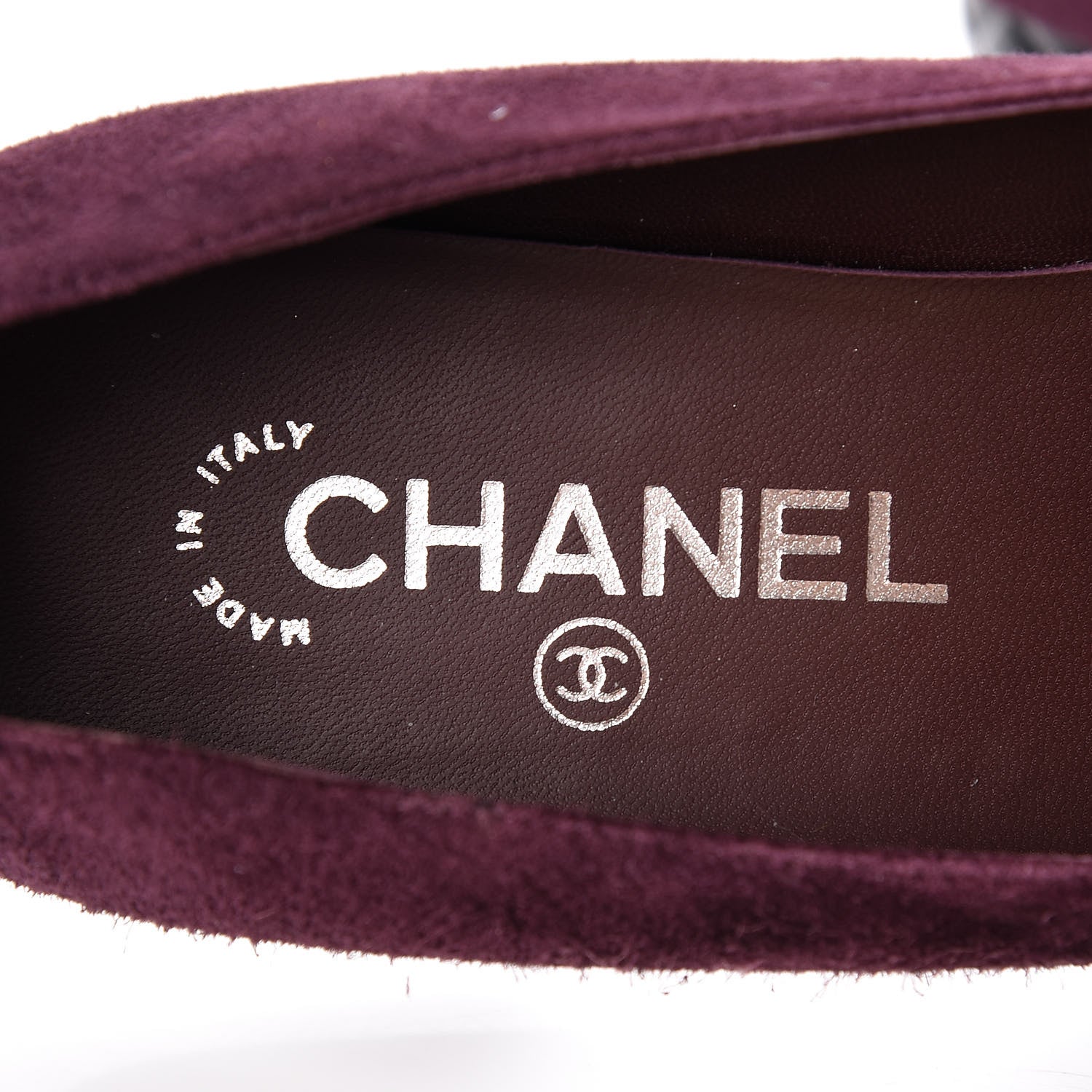 Chanel Suede Cap Toe Moccasin Loafers 38.5 Burgundy Black 6 of 10